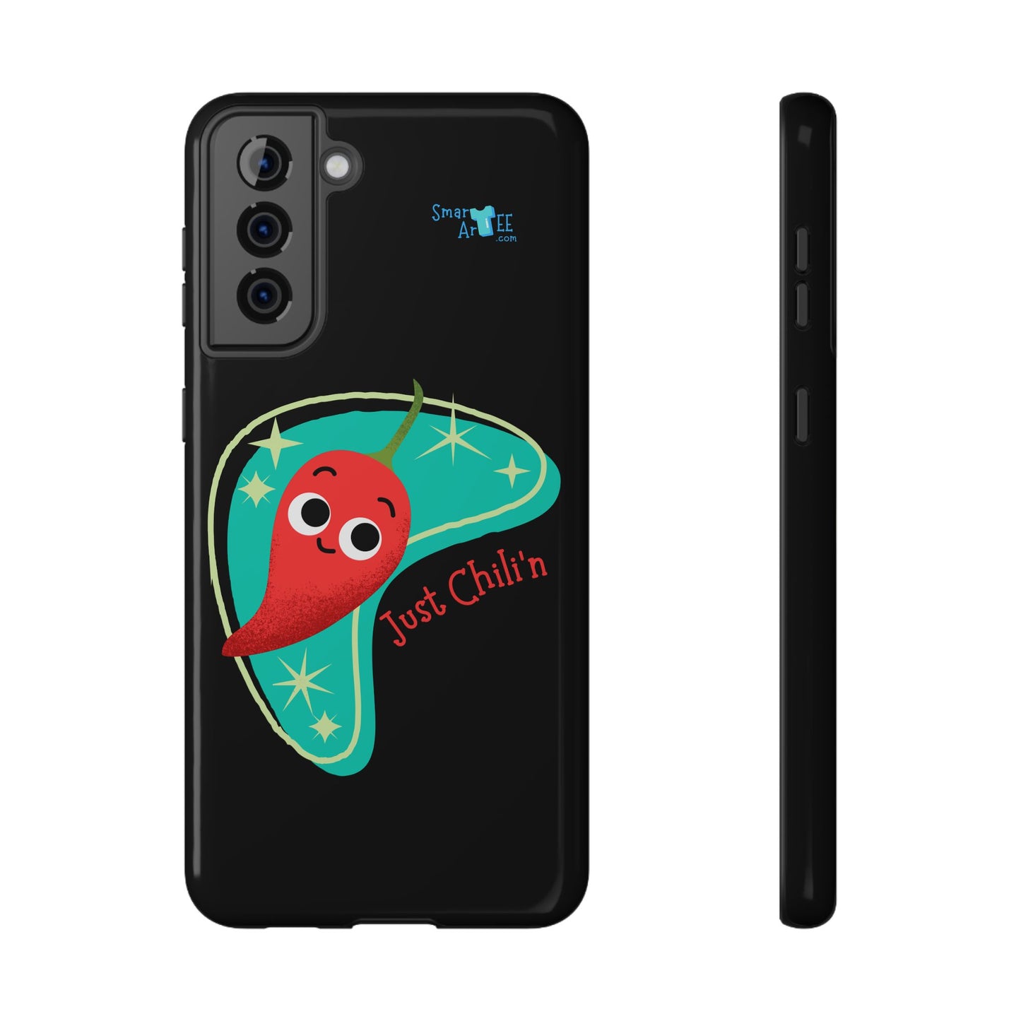 Chili Themed Phone Case, Just Chilin' Design, Fun Accessory, Unique Gift, Vibrant Protection, Perfect for Foodies, Holiday Cheer