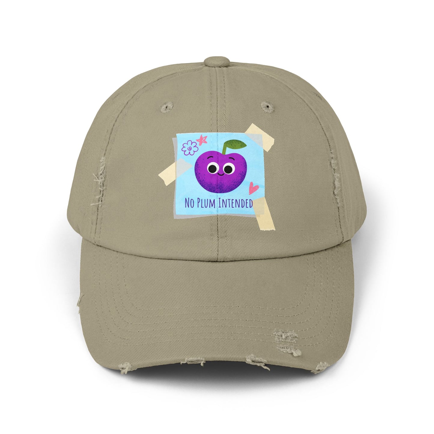 Colorful Distressed Cap with Funny Plum Design | Unisex Hats, Summer Accessory, Gift Idea, Casual Wear, Festival Headwear
