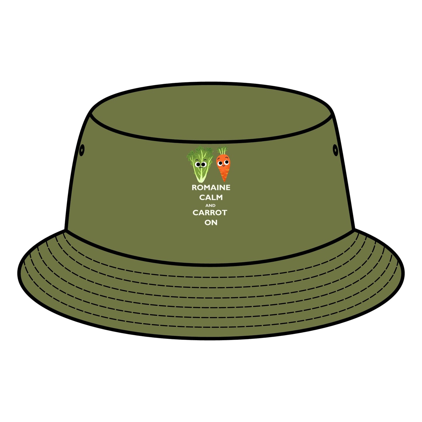 Fun Vegetable Pun Bucket Hats - Romaine Calm Carrot On, Summer Fashion, Outdoor Wear, Gardening Gift, Festival Accessory