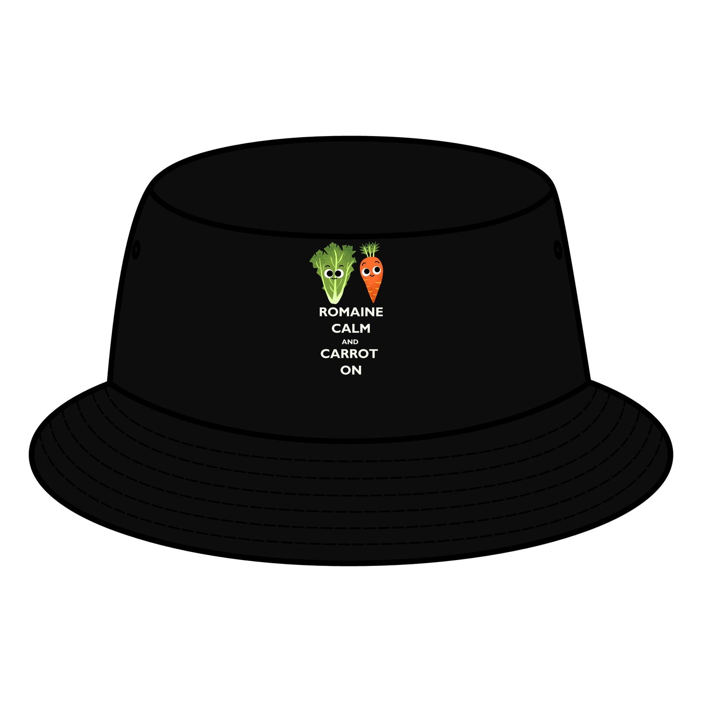 Fun Vegetable Pun Bucket Hats - Romaine Calm Carrot On, Summer Fashion, Outdoor Wear, Gardening Gift, Festival Accessory