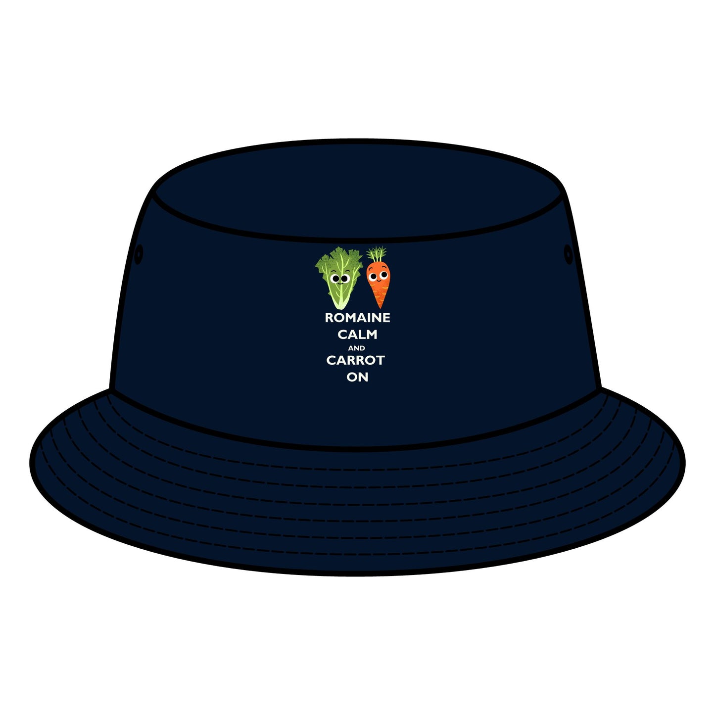 Fun Vegetable Pun Bucket Hats - Romaine Calm Carrot On, Summer Fashion, Outdoor Wear, Gardening Gift, Festival Accessory