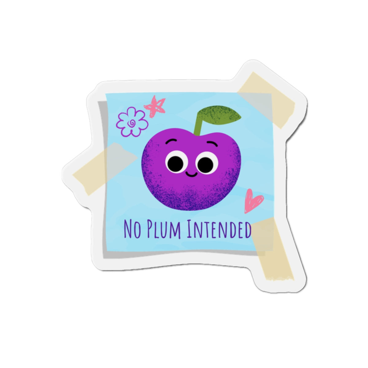 Playful Plum Die-Cut Magnet, Cute Refrigerator Magnet, Fun Kitchen Decor, No Plum Intended, Kids Room Decoration, Gift for Fruit Lovers