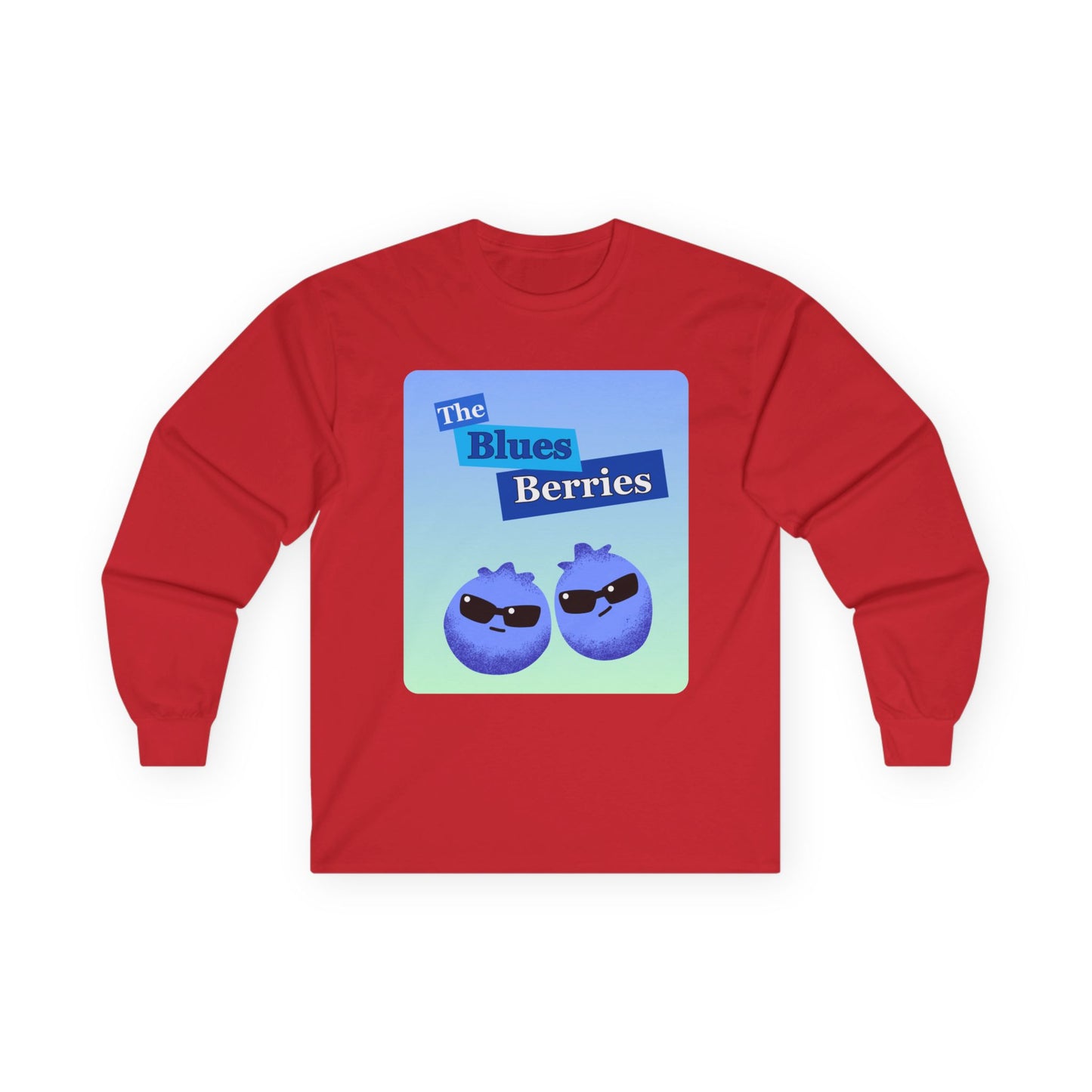 Cool Blueberry Graphic Long Sleeve Tees, Blues Brothers Pun Tee, Casual Wear, Gift for Fruit Lovers, Summer Style