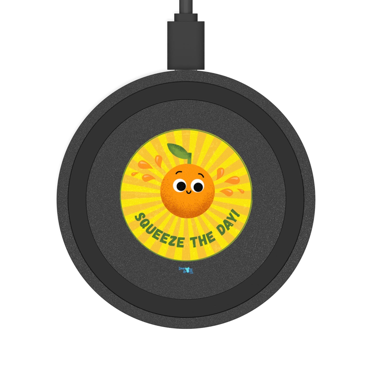 Cheerful Wireless Charging Pad - Squeeze the Day, Cute Desk Accessory, Great for Home or Office, Gift Idea for Friends, Bundle With Air Pod Case