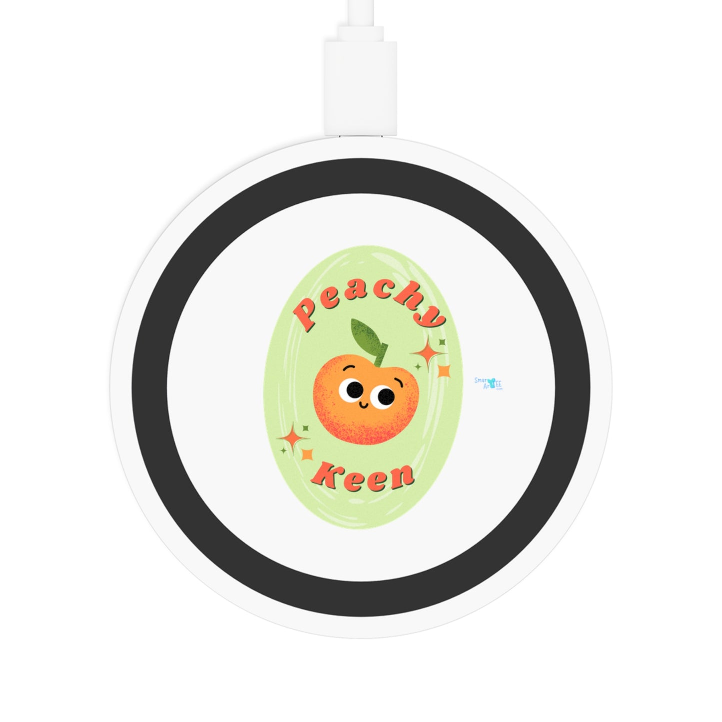 Peachy Keen Wireless Charging Pad | Cute Tech Accessory, Gift for Students, Summer Vibes, Bundle With Air PodCase, Eco-Friendly Charging