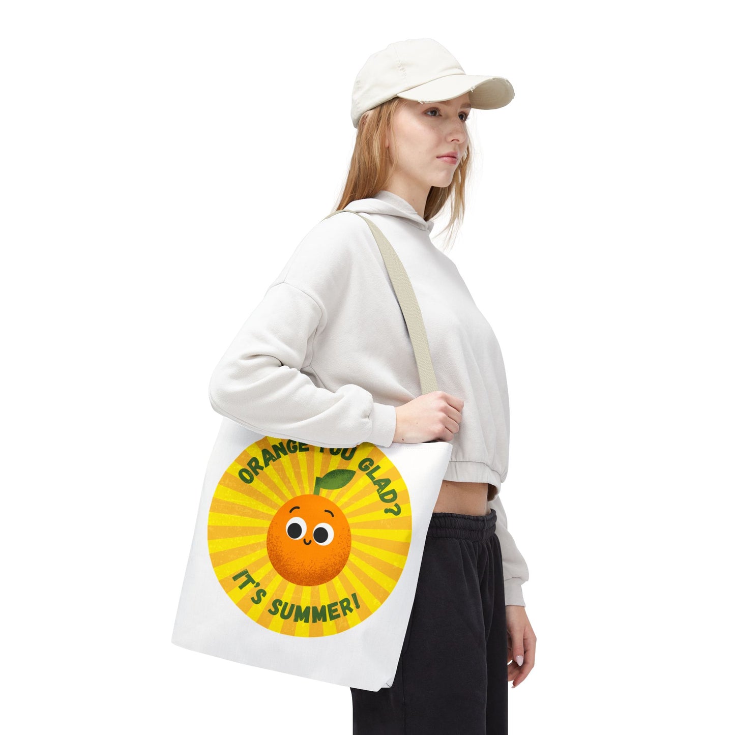 Summer Vibe Tote Bag with Cute Orange Design, Beach Bag, Gift for Friends, Eco-Friendly Shopping, Fun Accessory for Summer