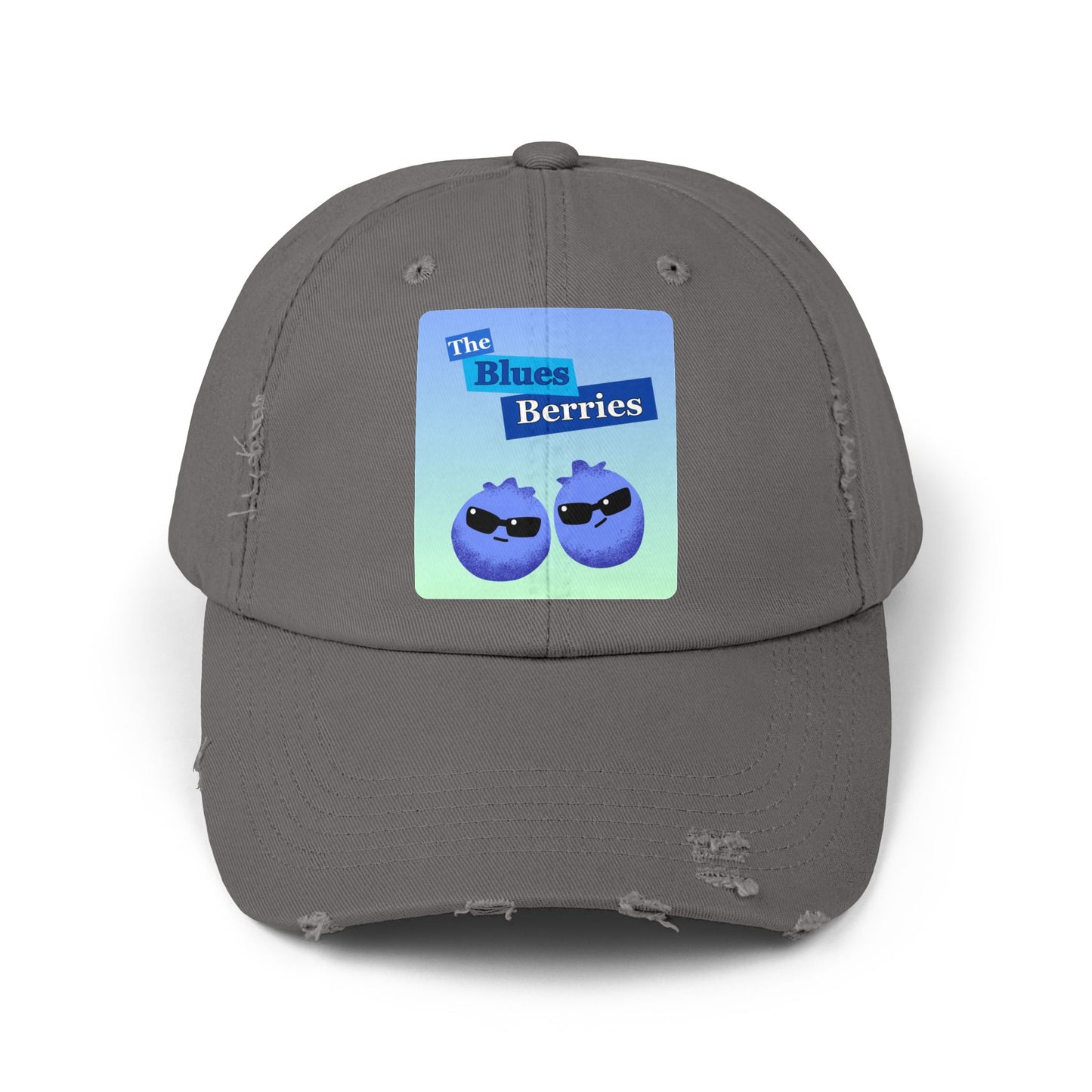 Unisex Distressed Cap with Blues Berries Design, Trendy Gift for Fruit Lovers, Cool Summer Accessory, Casual Outfit Essential, Fun Hats