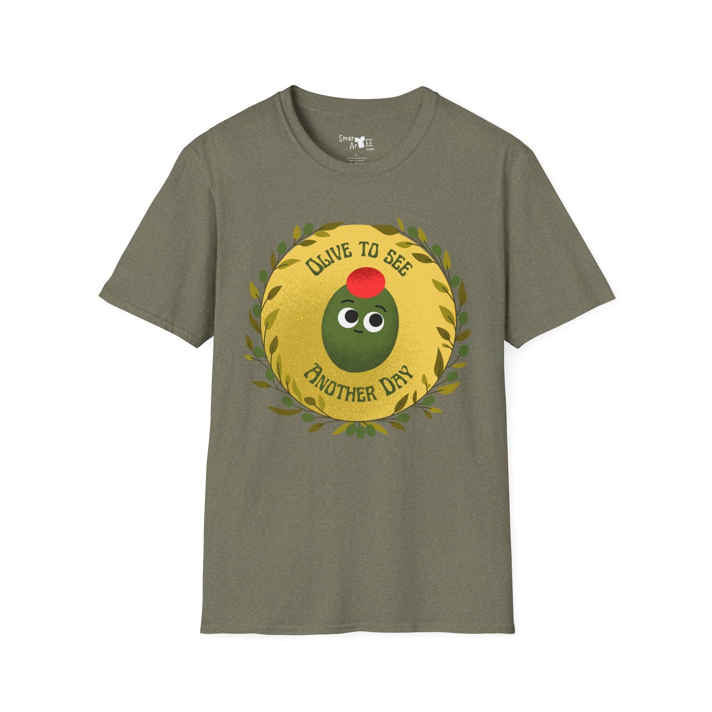 Funny Olive Design Unisex Softstyle T-Shirt - 'Olive to See Another Day' Funny Vegetable Pun, Great Gift Idea, Fun For All