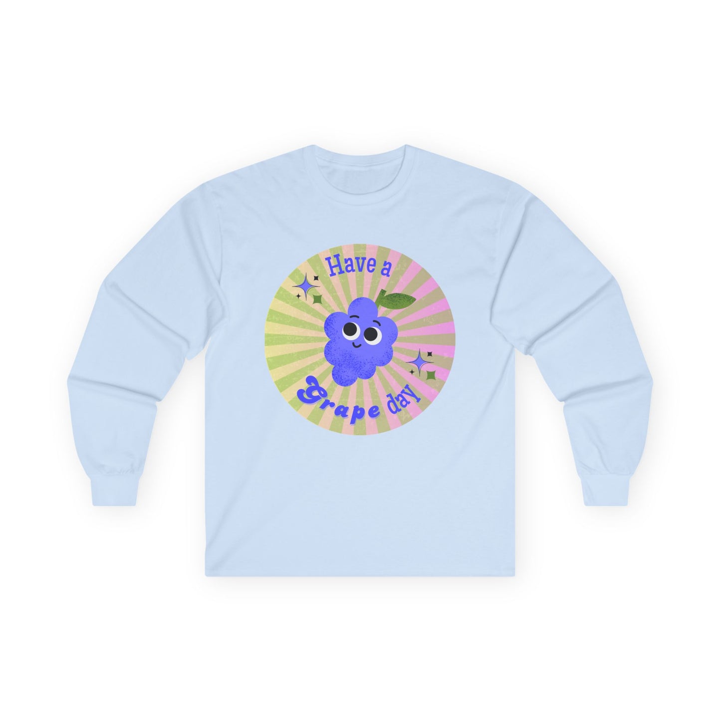 Grape-Themed Long Sleeve Tees for Fun Celebrations, Unisex Cotton Tee, Gift for Fruit Lovers, Perfect for Parties, Casual Wear