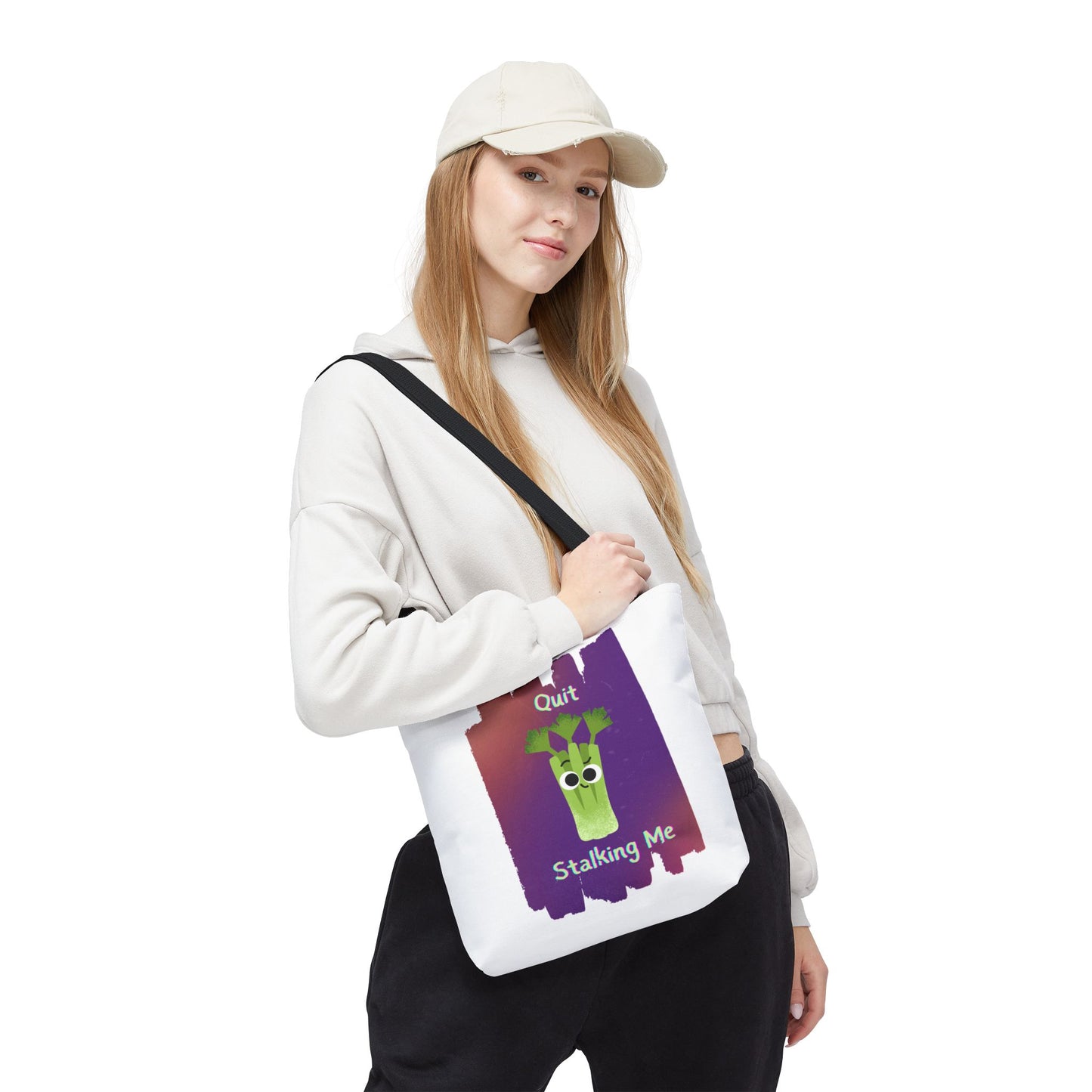 Playful Celery Tote Bag - "Quit Stalking Me" - Funny Shopping Bag, Gift for Veggie Lovers, Gym, Market, Eco-Friendly Bag
