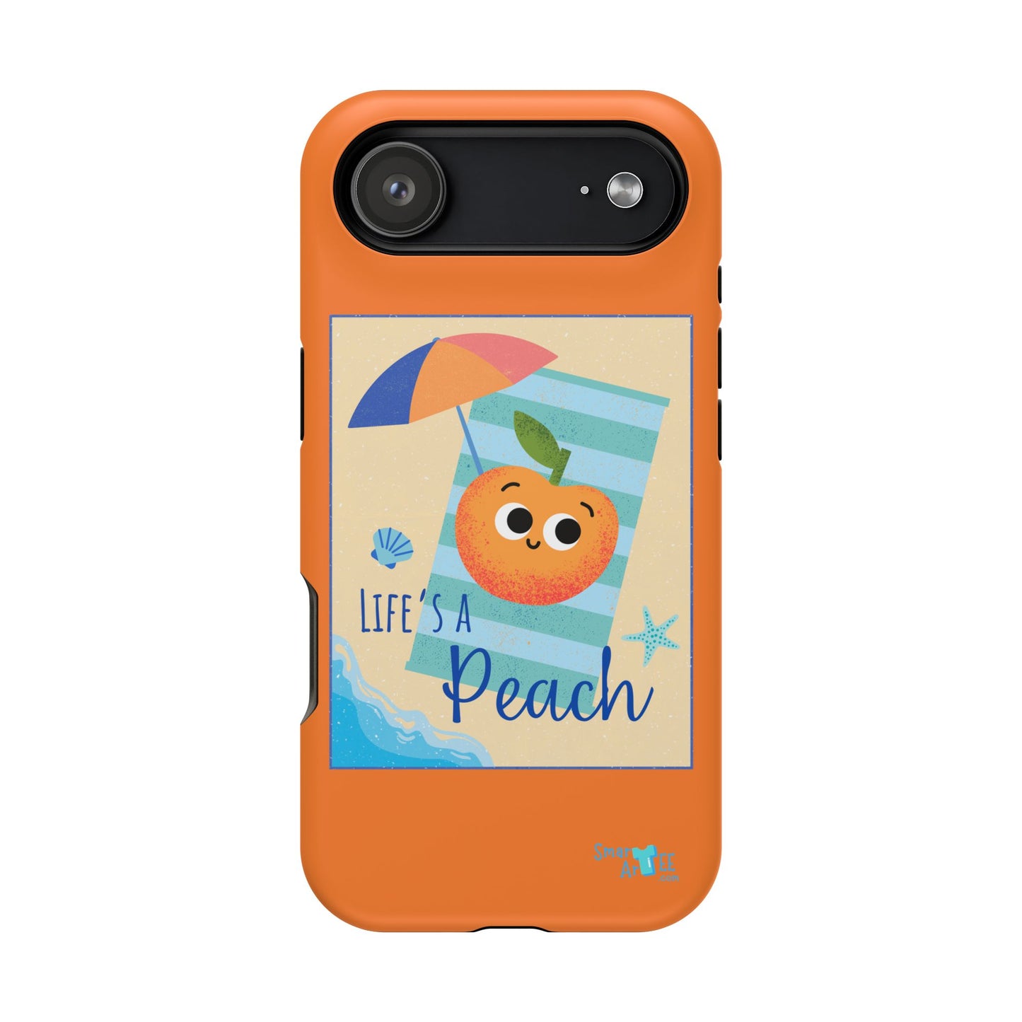 Cute Life's a Peach Phone Case, Impact-Resistant Cell Phone Cover, Summer Accessory, Gift for Fruit Lovers, Beach Vibes