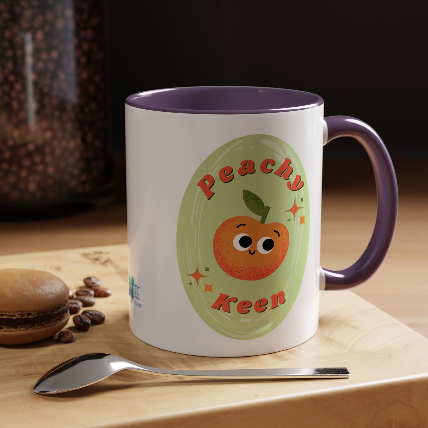 Peachy Keen Accent Coffee Mug - Fun Drinkware for Coffee Lovers, Gifts for Friends, Cute Kitchen Decor, Fruit-themed Mug, Unique Ceramics