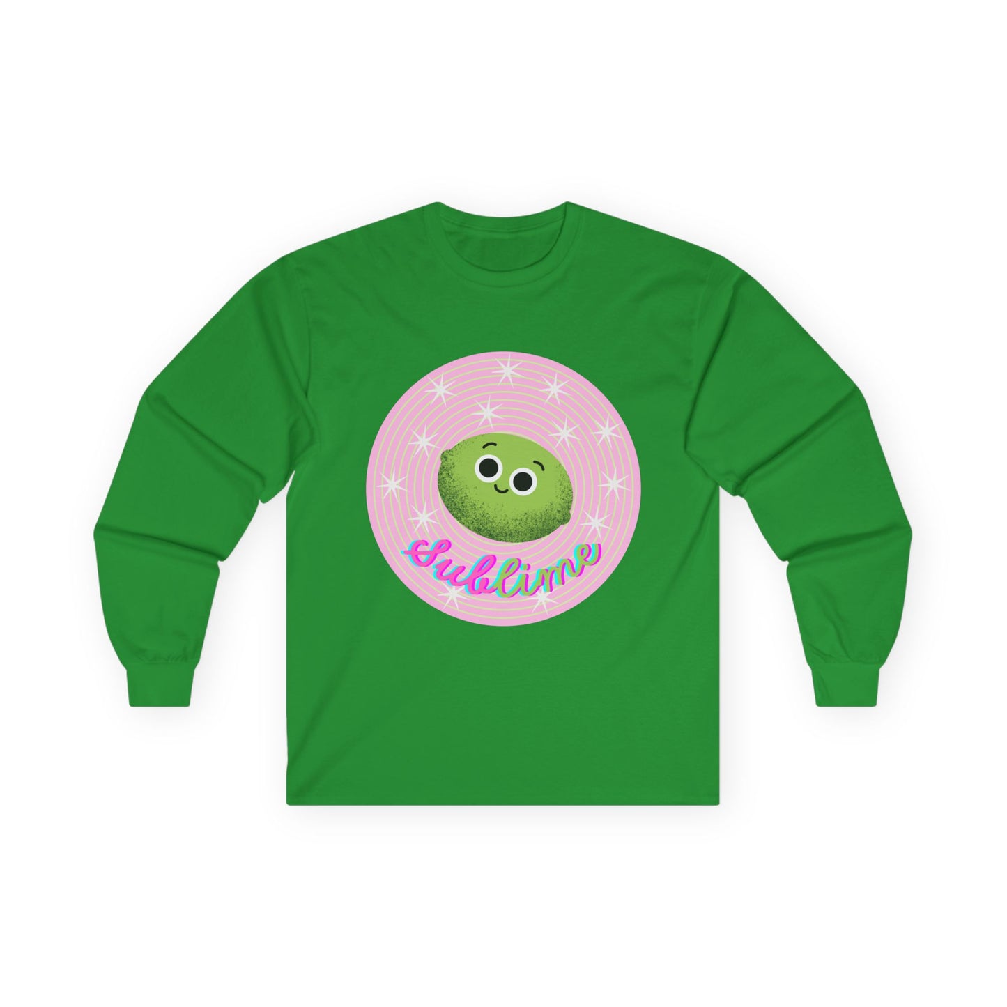 Sublime Lime Cute Graphic Long Sleeve Tee, Unisex Tee, Gift for All Ages, Casual Wear, Fruit Pun Apparel, Graphic Tee