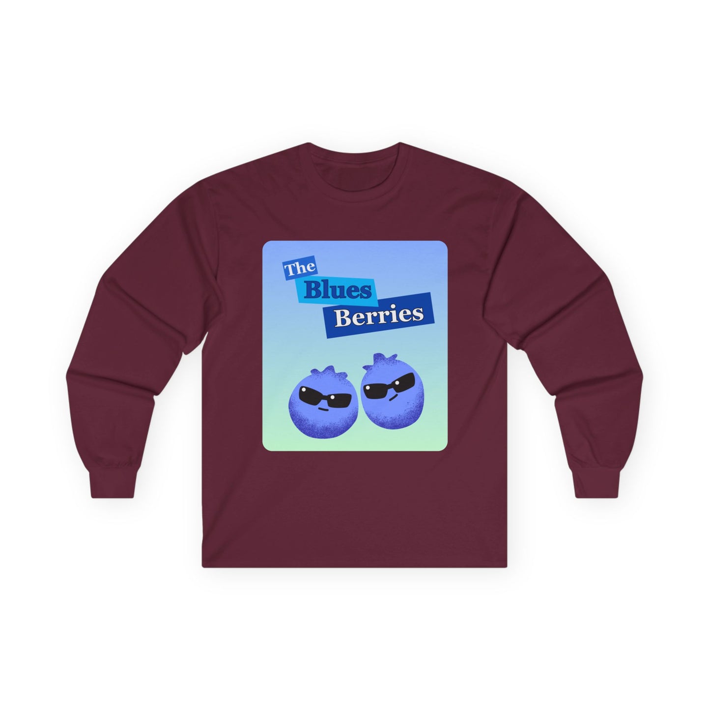 Cool Blueberry Graphic Long Sleeve Tees, Blues Brothers Pun Tee, Casual Wear, Gift for Fruit Lovers, Summer Style