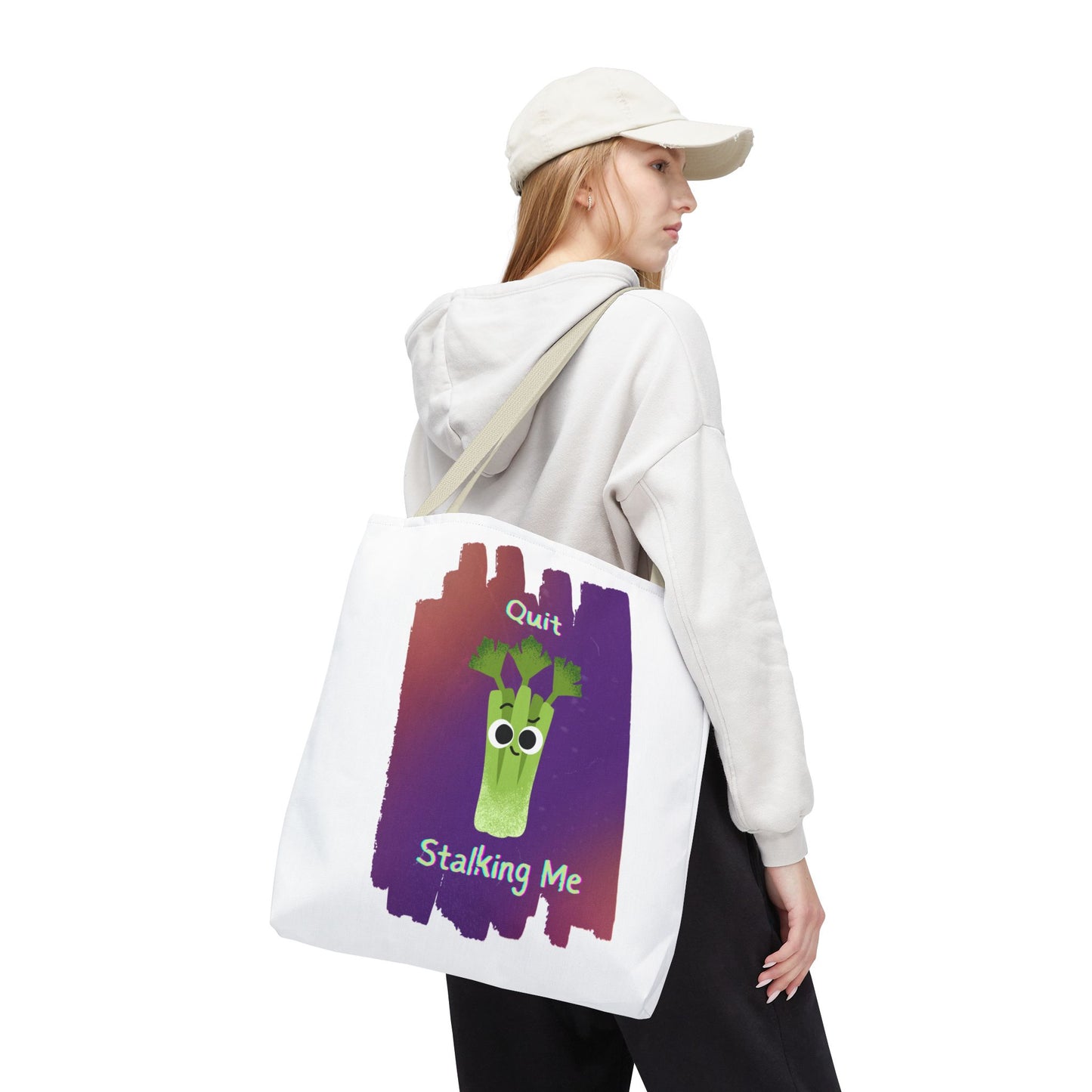Playful Celery Tote Bag - "Quit Stalking Me" - Funny Shopping Bag, Gift for Veggie Lovers, Gym, Market, Eco-Friendly Bag