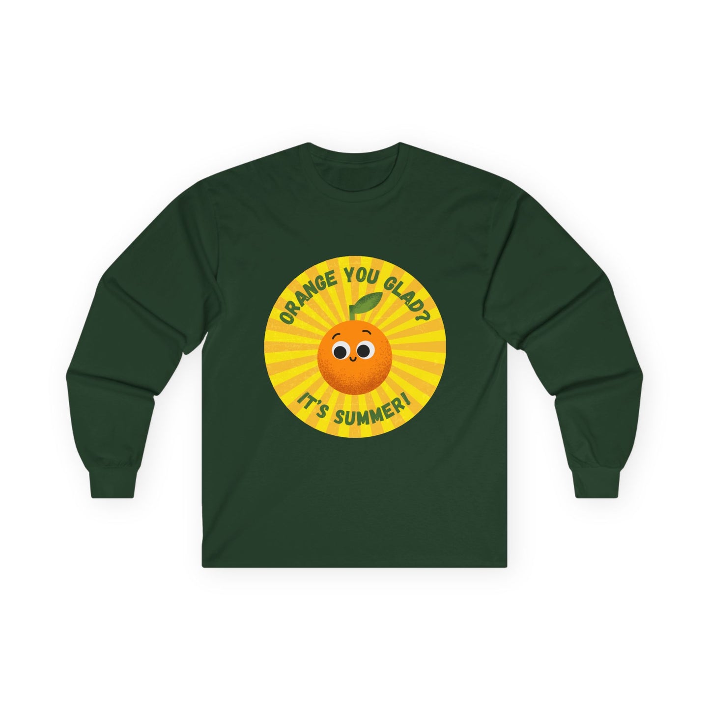 Summer Vibes Long Sleeve Tees - Fun Orange Design, Cute Gift for Sunny Days, Perfect for Casual Outings, Festivals, and Birthdays