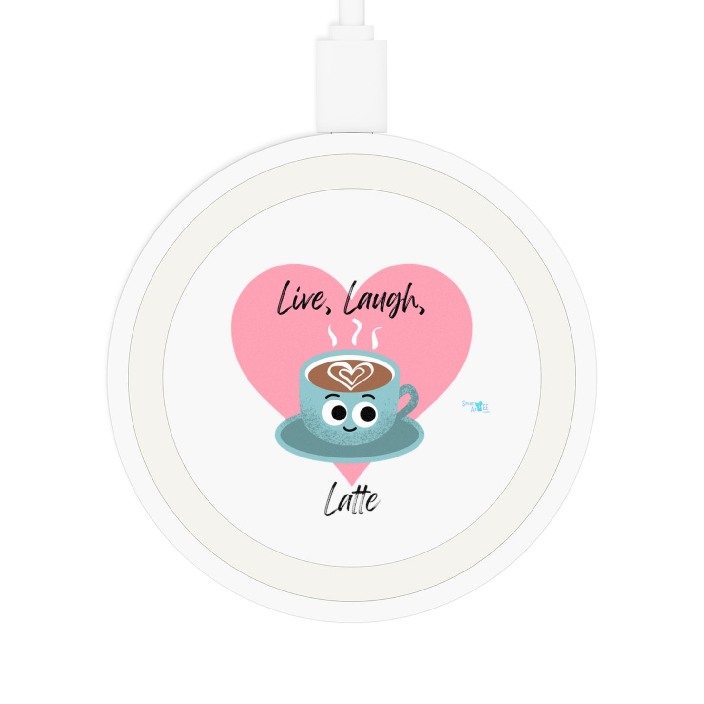 Cute Coffee Themed Wireless Charging Pad, Fun Phone Charger, Bundle With Air Pod Case, Birthday and Holiday Gift