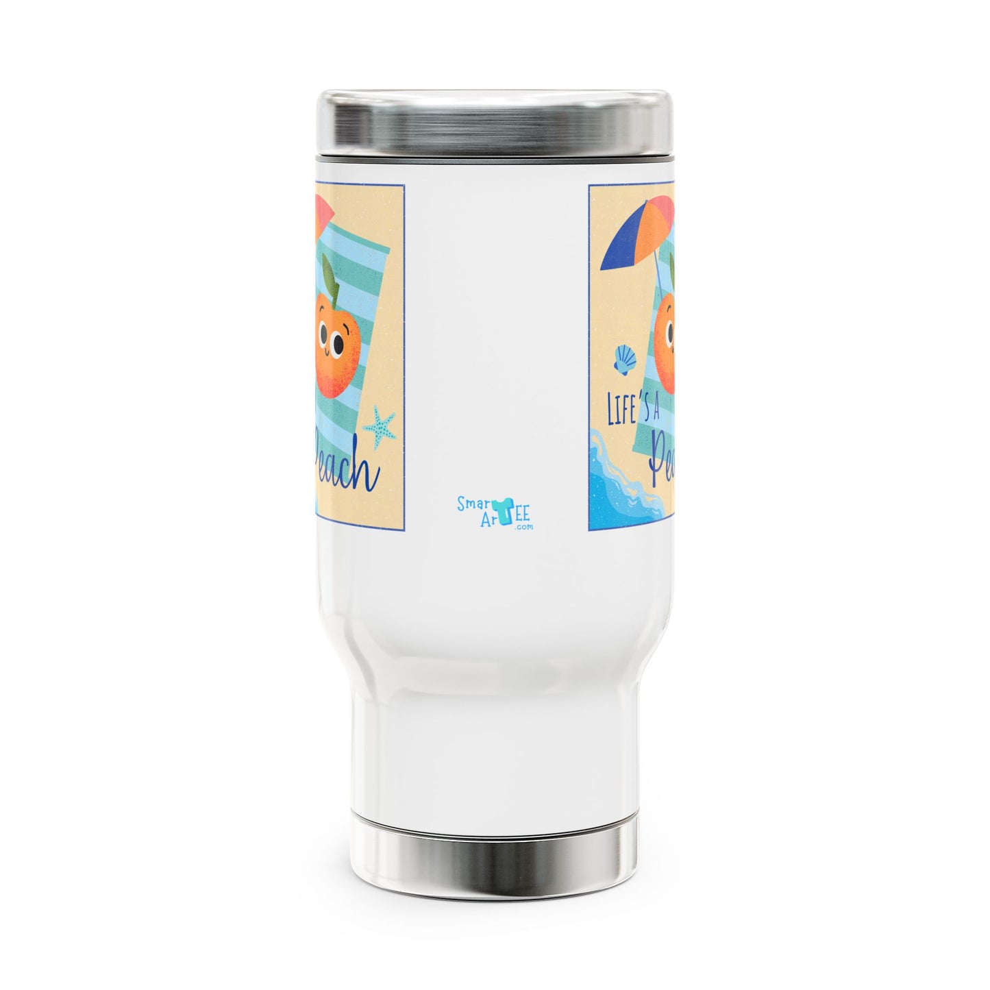 Peach Vibes Travel Mug - Stainless Steel Coffee Cup, Summer Drinkware, Beach Lover Gift, Vacation Essentials, Funny Travel Mug
