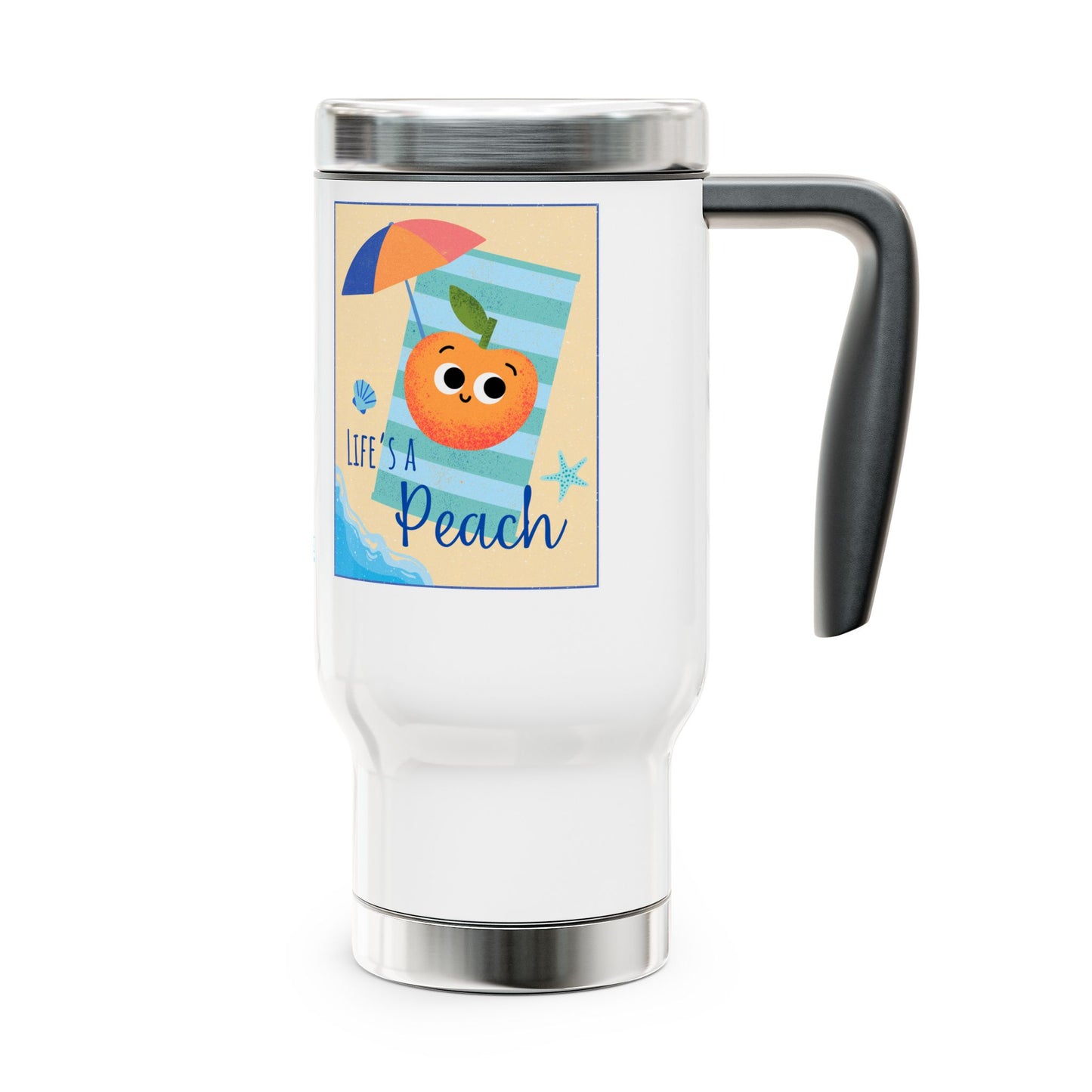 Peach Vibes Travel Mug - Stainless Steel Coffee Cup, Summer Drinkware, Beach Lover Gift, Vacation Essentials, Funny Travel Mug