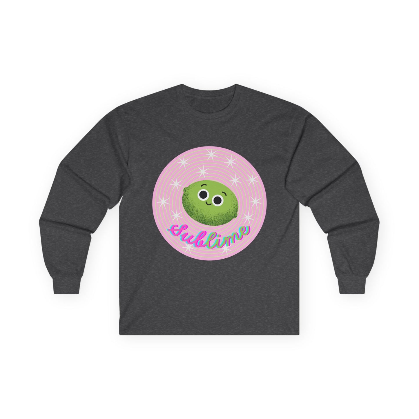 Sublime Lime Cute Graphic Long Sleeve Tee, Unisex Tee, Gift for All Ages, Casual Wear, Fruit Pun Apparel, Graphic Tee