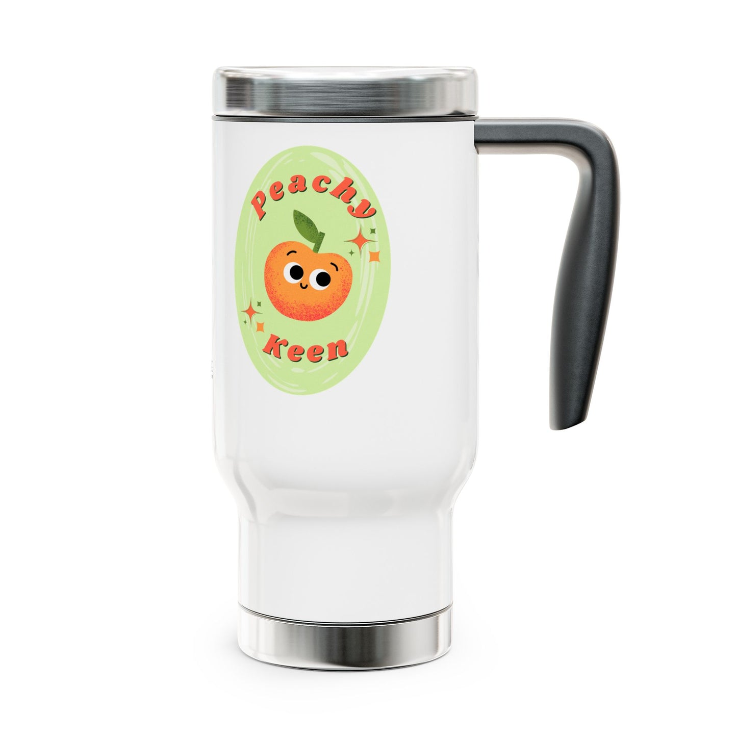 Peachy Keen Travel Mug - Stainless Steel with Handle, Perfect for Coffee Lovers, Birthday Gifts, Relaxation, Road Trips, and Summer Fun!
