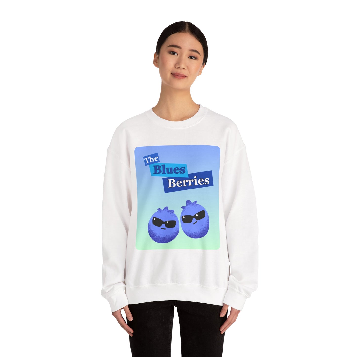 Cool Blues Berries Crewneck Sweatshirt, Funny Pun Gift for Music Lovers, Cozy Casual Wear, Perfect for Fall, Gift for Friends