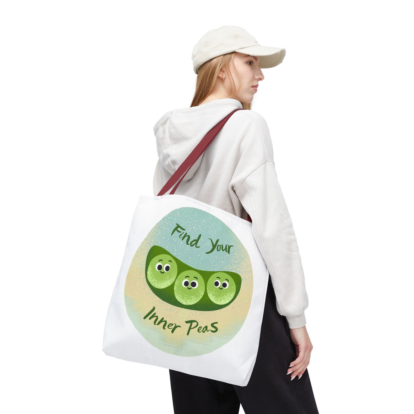 Whimsical Tote Bags - Find Your Inner Peas, Eco-Friendly Shopping Bag, Cute Gift for Gardeners, Motivational Tote, Fun Everyday Bag