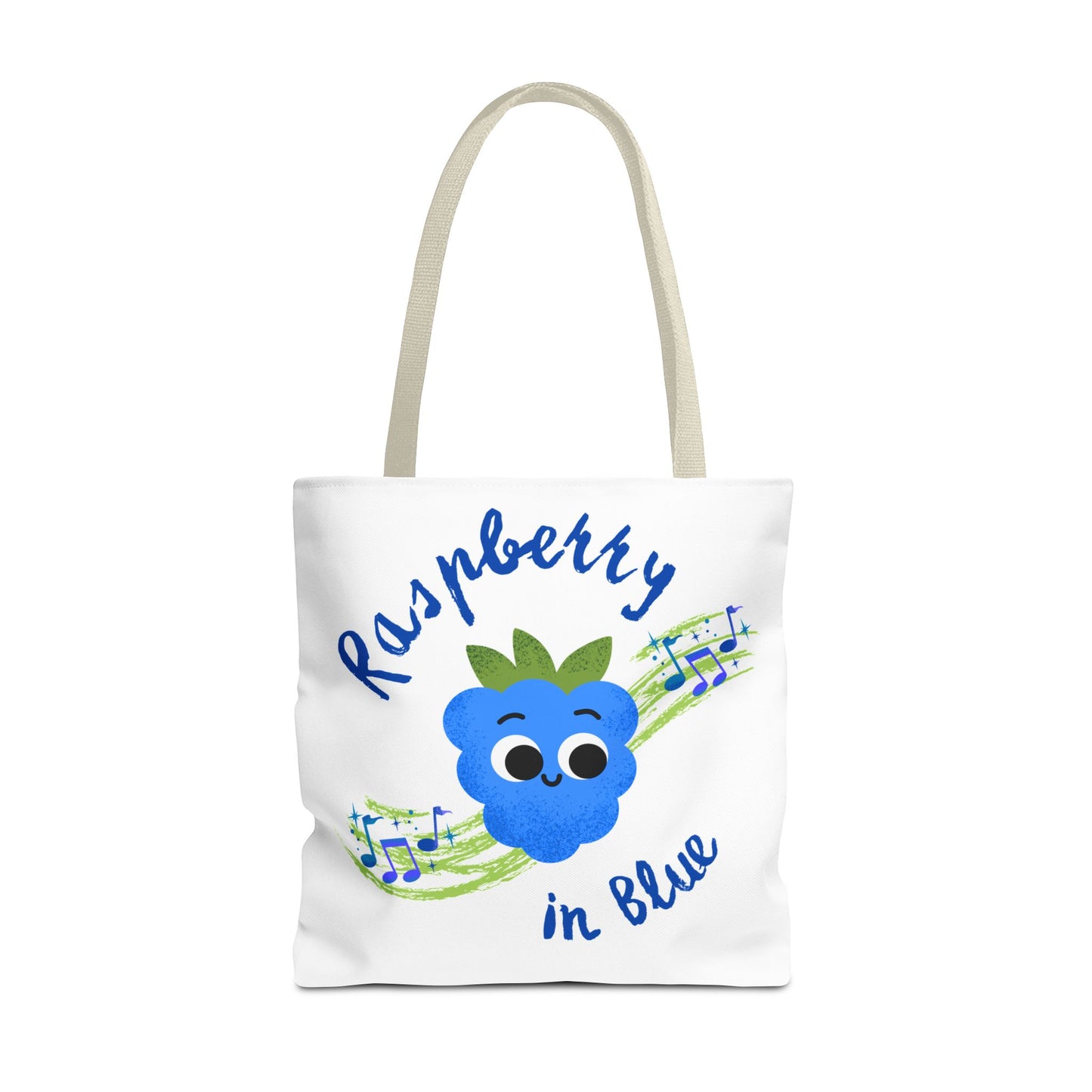 Raspberry in Blue Tote Bag, Cute Canvas Shopper, Eco-Friendly Gift, Fun Beach Bag, Musical Gift, Summer Accessory