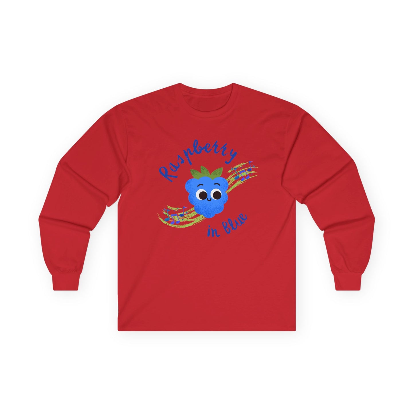 Raspberry Vibes Long Sleeve Tees | Cute Fruit Shirt, Gift for Friends, Summer Style, Raspberry in Blue Design, Eco-Friendly Fashion
