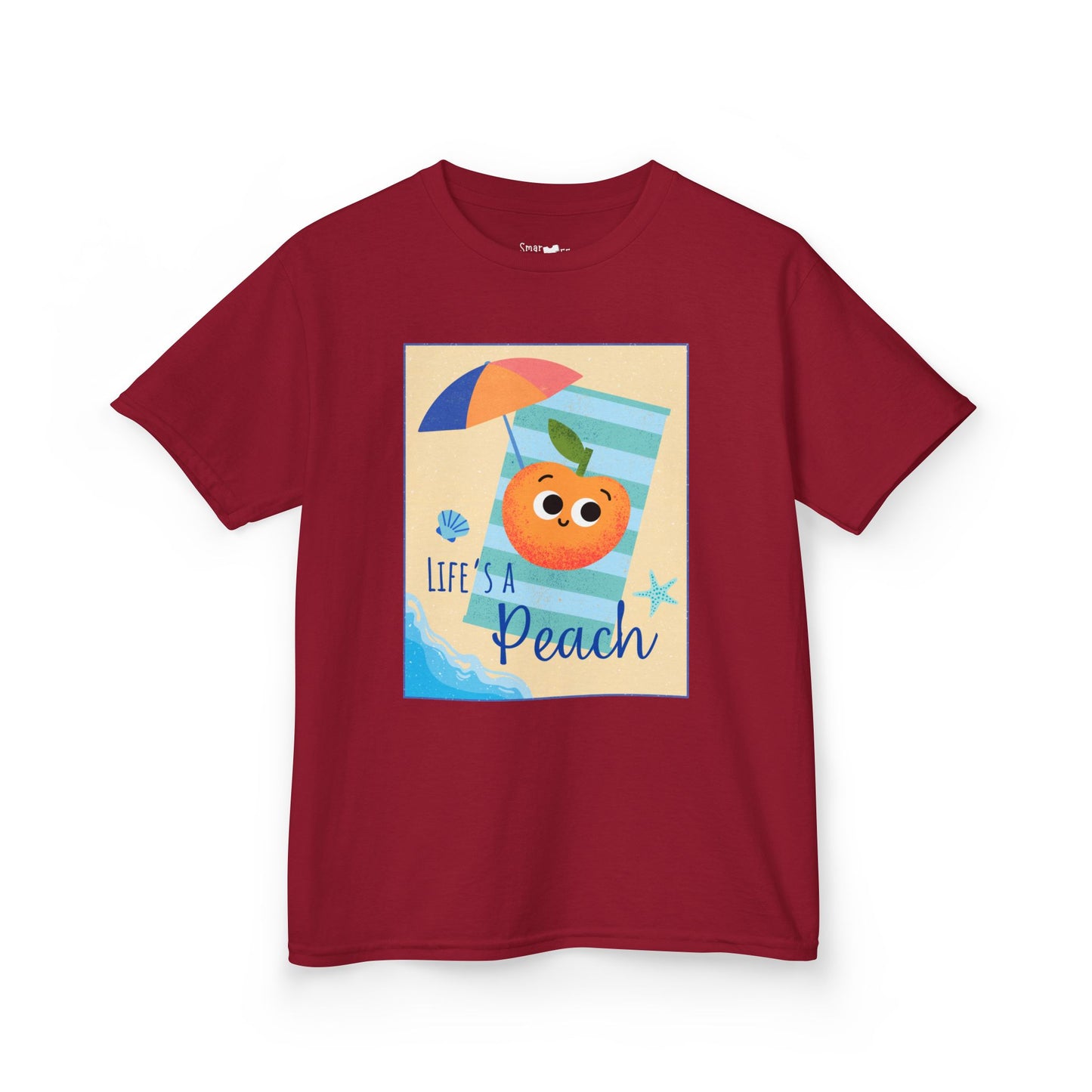 "Life's a Peach" Kids Heavy Cotton Tee – Cute Summer Shirt, Gift for Kids, Fun Casual Wear, Beach Day, Summer Vibes
