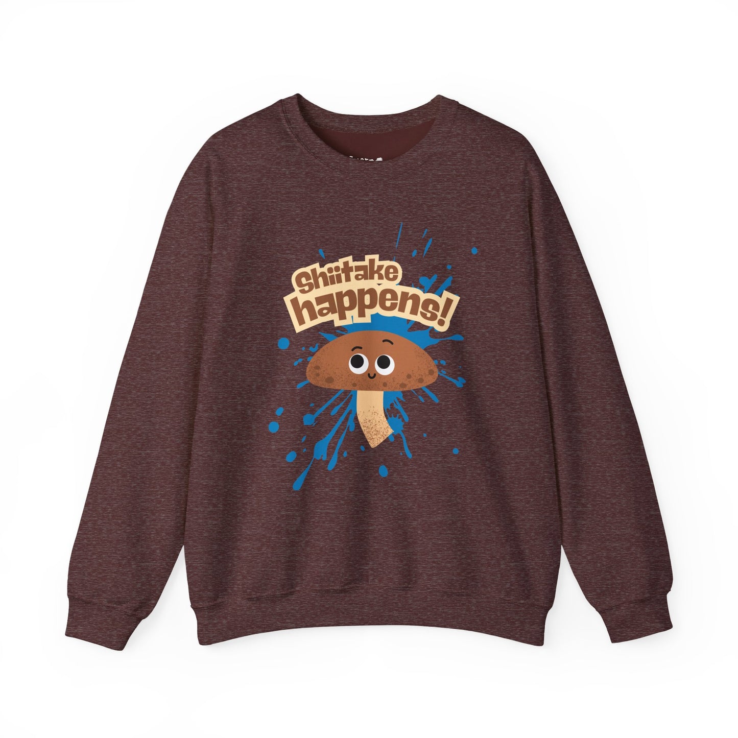 Shiitake Happens Crewneck Sweatshirt, Whimsical Fall Fashion, Unisex Styling, Great Gift Idea