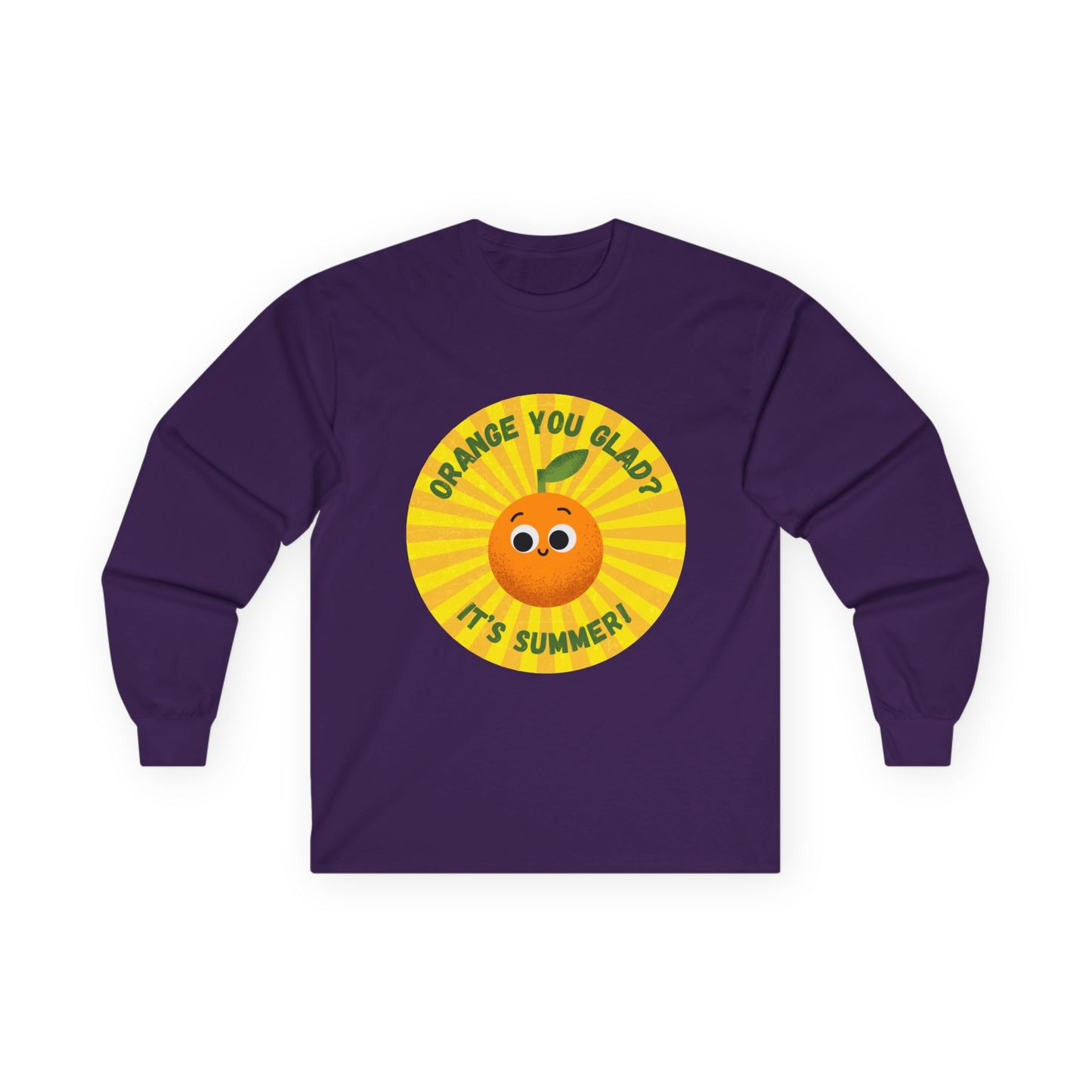 Summer Vibes Long Sleeve Tees - Fun Orange Design, Cute Gift for Sunny Days, Perfect for Casual Outings, Festivals, and Birthdays