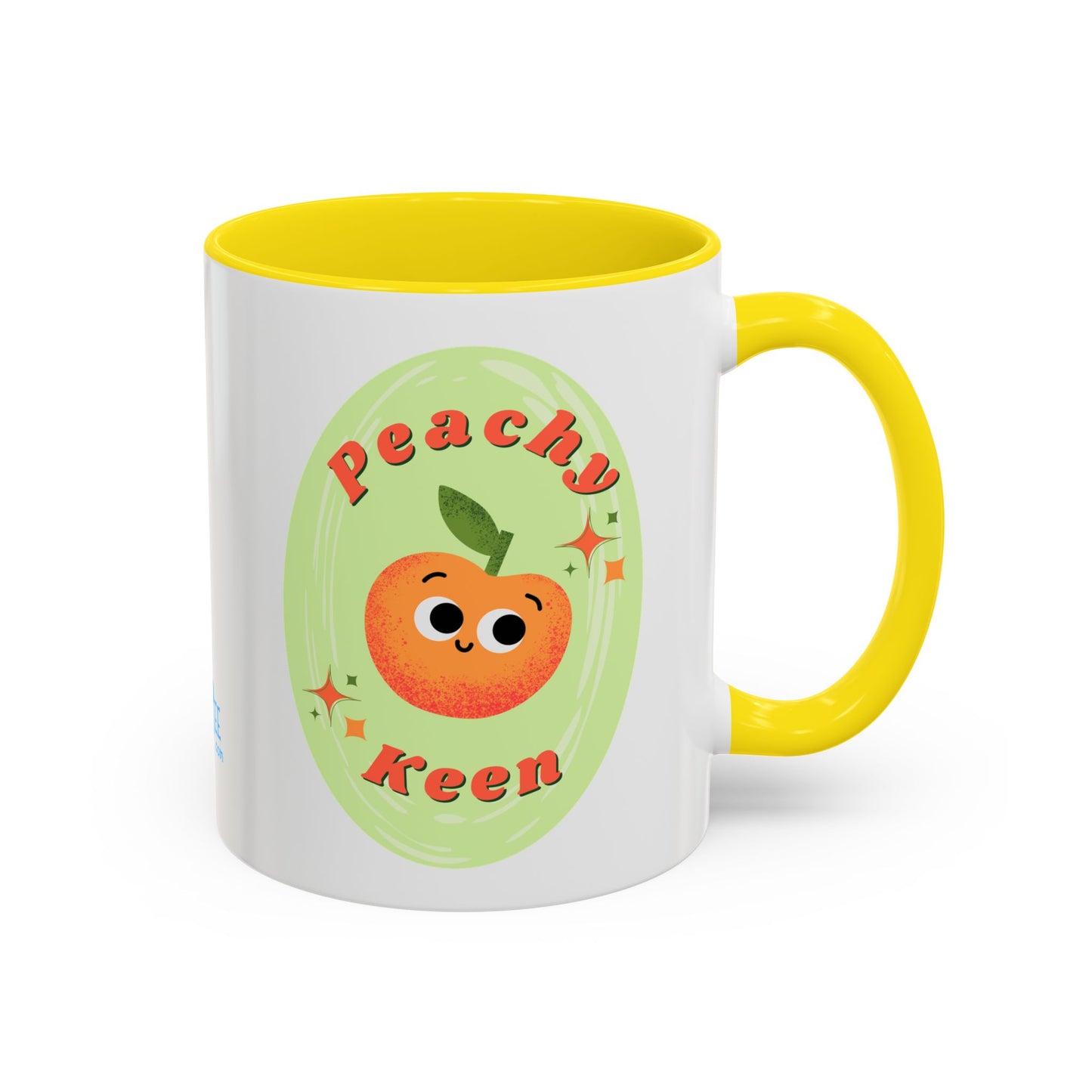 Peachy Keen Accent Coffee Mug - Fun Drinkware for Coffee Lovers, Gifts for Friends, Cute Kitchen Decor, Fruit-themed Mug, Unique Ceramics