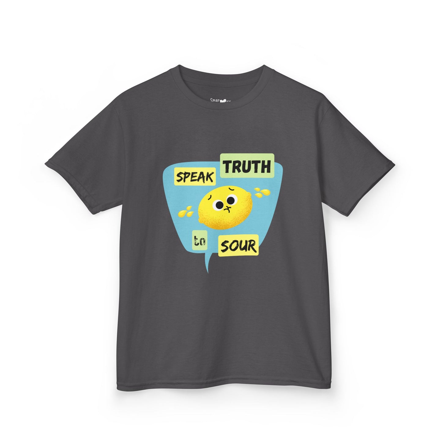 Kids Motivational Shirt, 'Speak Truth To Sour' Funny Pun Cotton Tee, Perfect for School, Gifts, Summer Wear, Positive Vibes