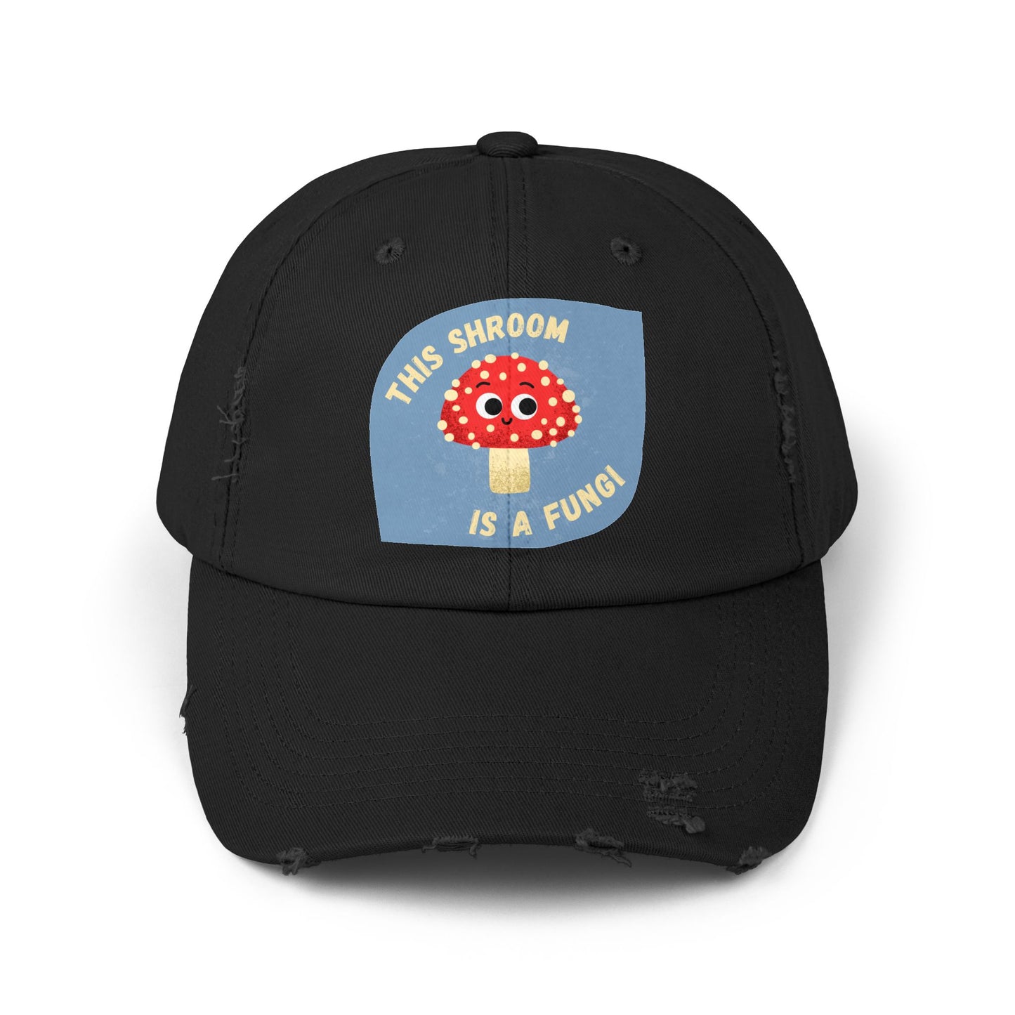 Whimsical Unisex Distressed Cap, Fun Hats for Fungi Lovers, Playful Accessories, Gift for Nature Enthusiasts, Trendy Casual Wear