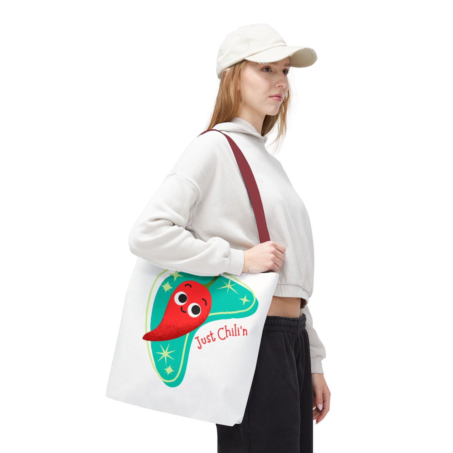 Cute Chili Pepper Tote Bag - Just Chillin', Reusable Grocery Bag, Beach Tote, Gift for Veggie Lovers, Summer Vibes