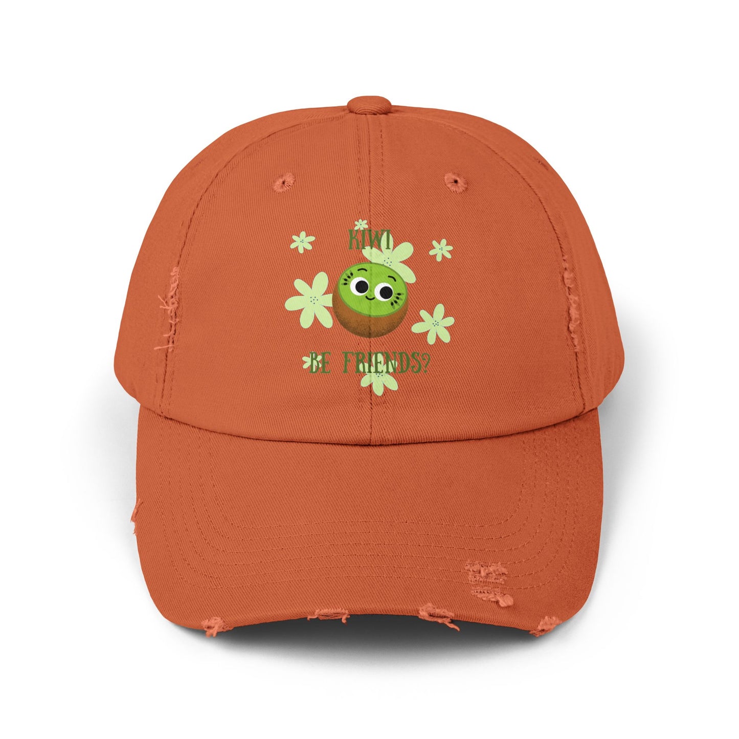 Kiwi Fruit Pun Distressed Cap, Unisex Hat, Fun Casual Cap, Trendy Hats, Holiday Gift for Friends