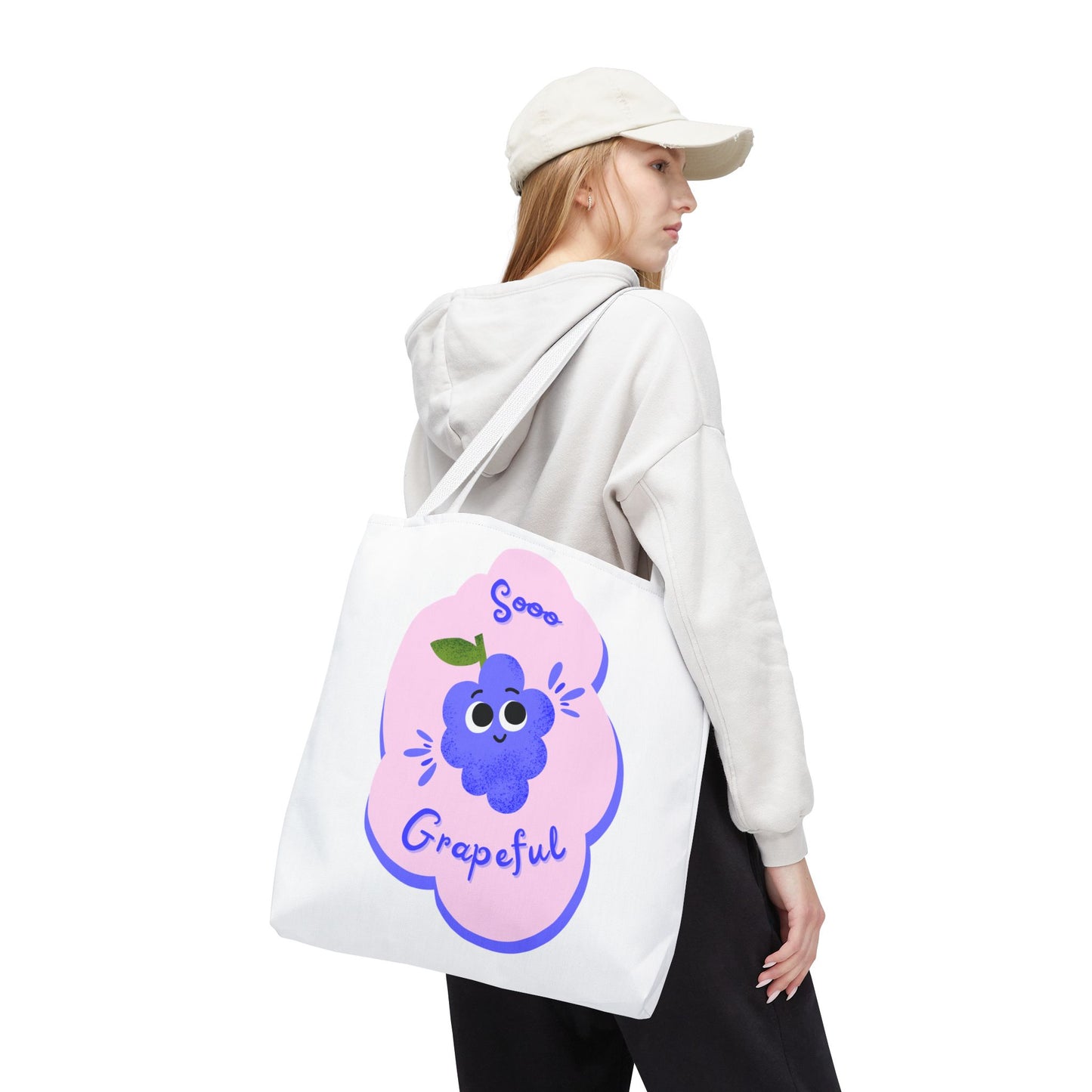 Cute Grape Tote Bag, Sooo Grapeful Shopping Bag, Eco-Friendly Grocery Tote, Fun Fruit Gift, Summer Beach Bag
