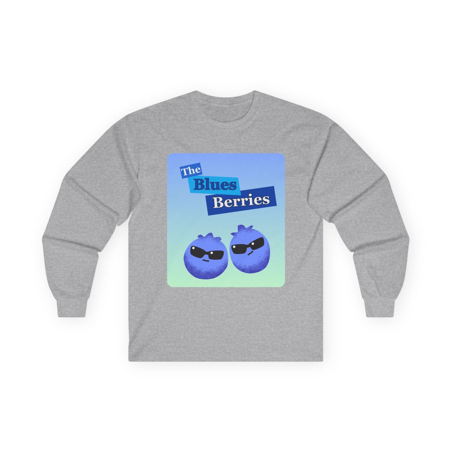 Cool Blueberry Graphic Long Sleeve Tees, Blues Brothers Pun Tee, Casual Wear, Gift for Fruit Lovers, Summer Style