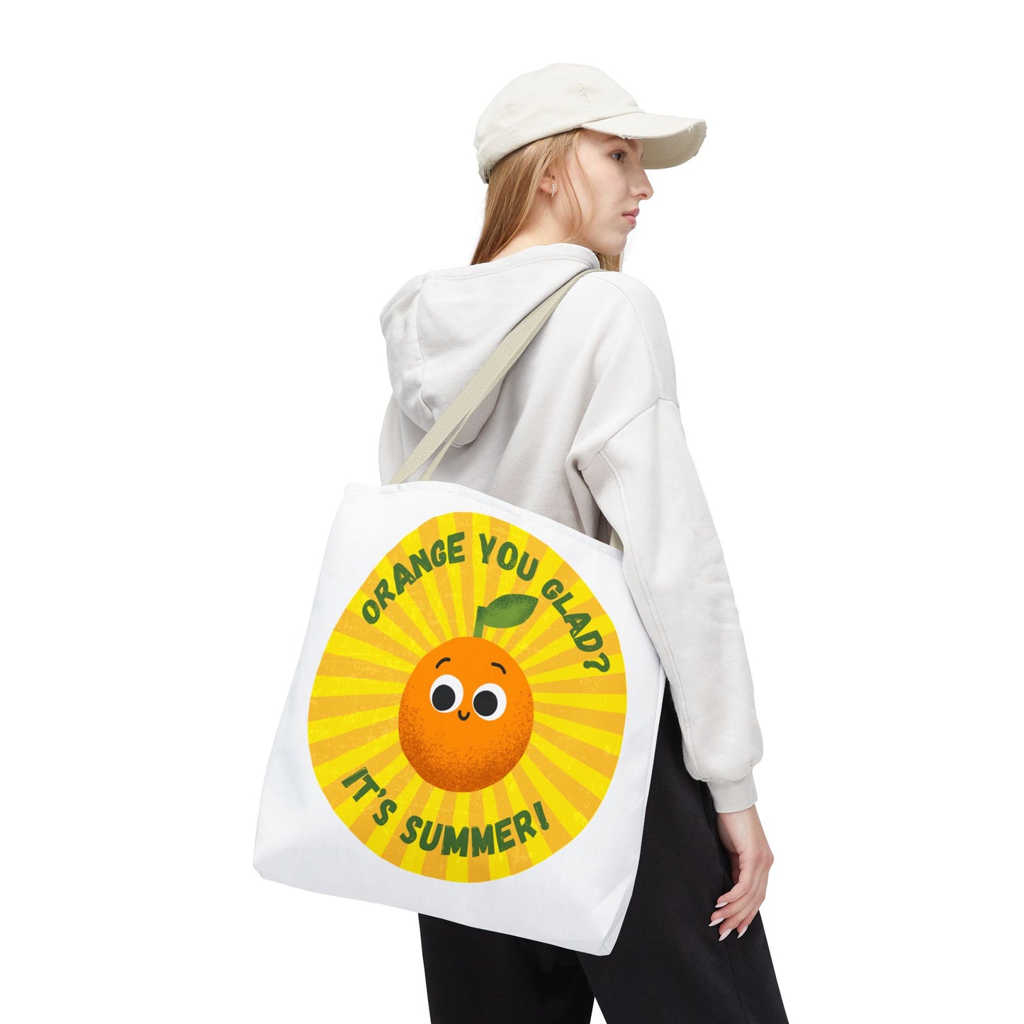 Summer Vibe Tote Bag with Cute Orange Design, Beach Bag, Gift for Friends, Eco-Friendly Shopping, Fun Accessory for Summer