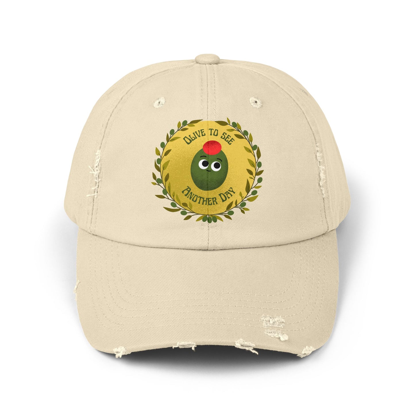 Olive to See Another Day Distressed Cap, Unisex Funny Pun Hats, Vintage Hat, Gift for Friends, Casual Wear