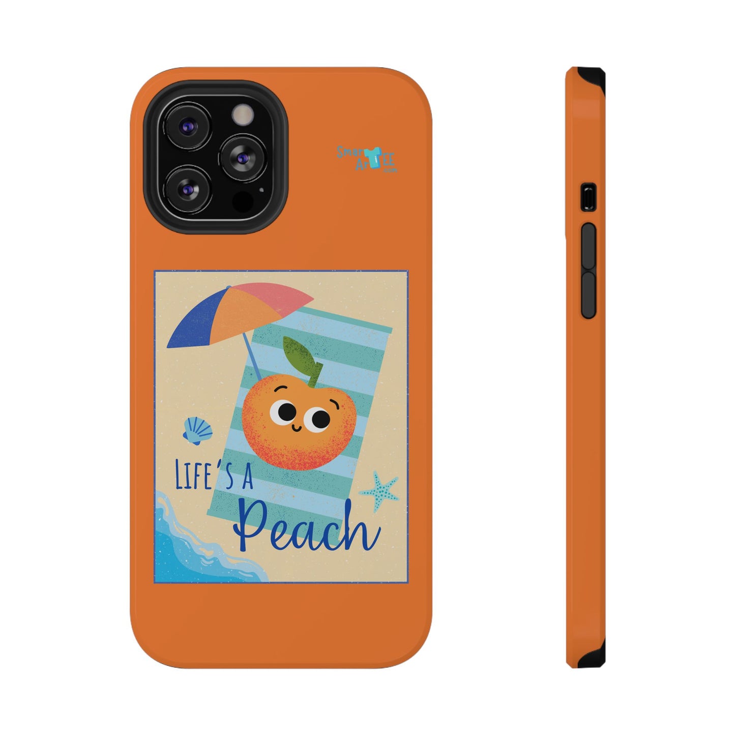 Cute Life's a Peach Phone Case, Impact-Resistant Cell Phone Cover, Summer Accessory, Gift for Fruit Lovers, Beach Vibes