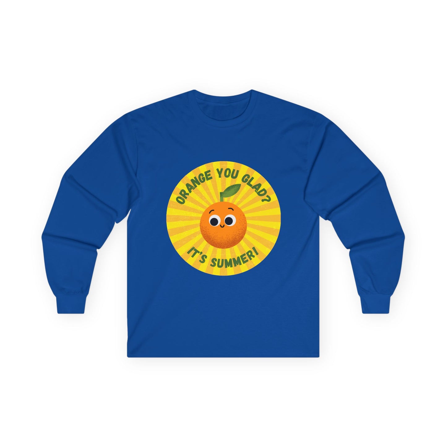 Summer Vibes Long Sleeve Tees - Fun Orange Design, Cute Gift for Sunny Days, Perfect for Casual Outings, Festivals, and Birthdays