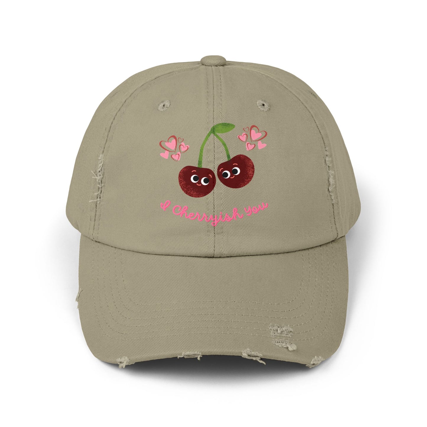 Cute Cherry Unisex Distressed Cap | Fun Summer Hats, Trendy Accessory, Casual Gift for Friends, Cheery Fashion