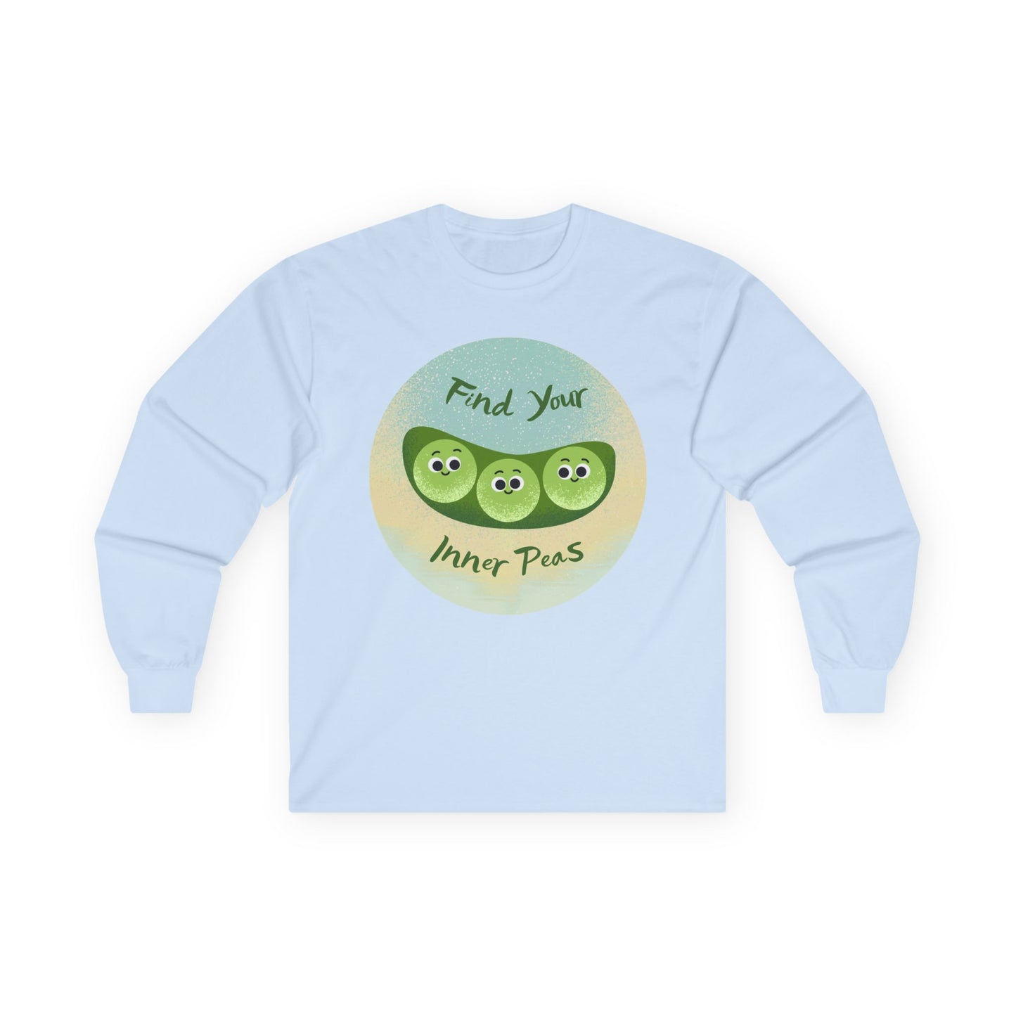 Find Your Inner Peas Long Sleeve Tees, Unisex Cotton Shirt, Cute Gift for Gardeners, Motivational Apparel, Farmhouse Decor Clothing