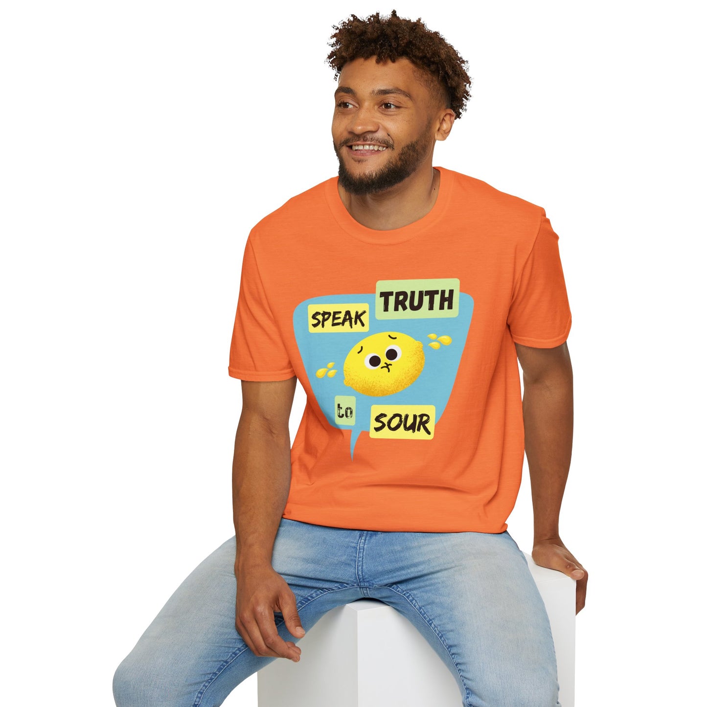 Cute Unisex Softstyle T-Shirt - 'Speak Truth to Sour' Design - Fun Casual Tee for Everyday Wear, Funny Fruit Pun, Great Gift Idea