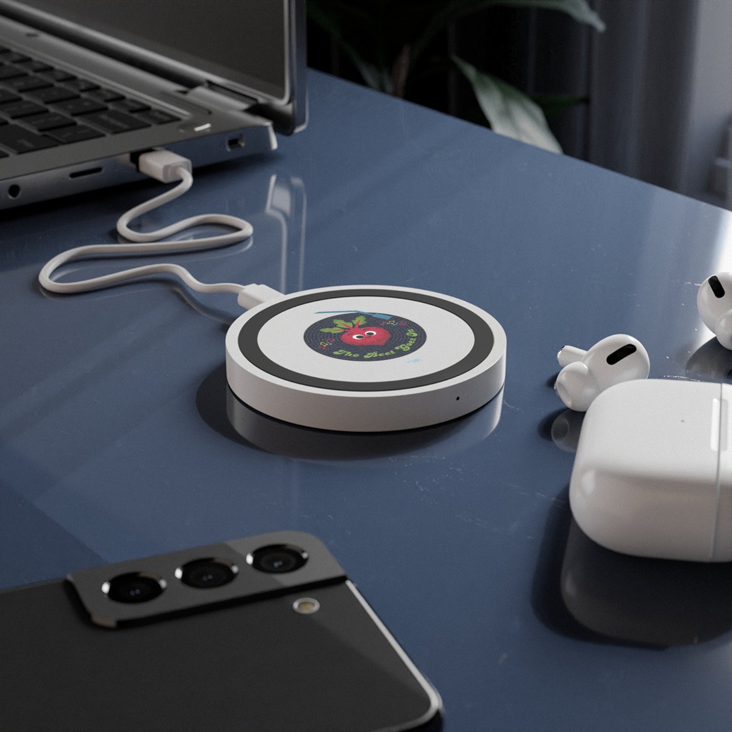 Quake Wireless Charging Pad - Musical Beet Inspired Design, Bundle With Air Pod Case, Unique Tech Gift, Eco-Friendly Charging