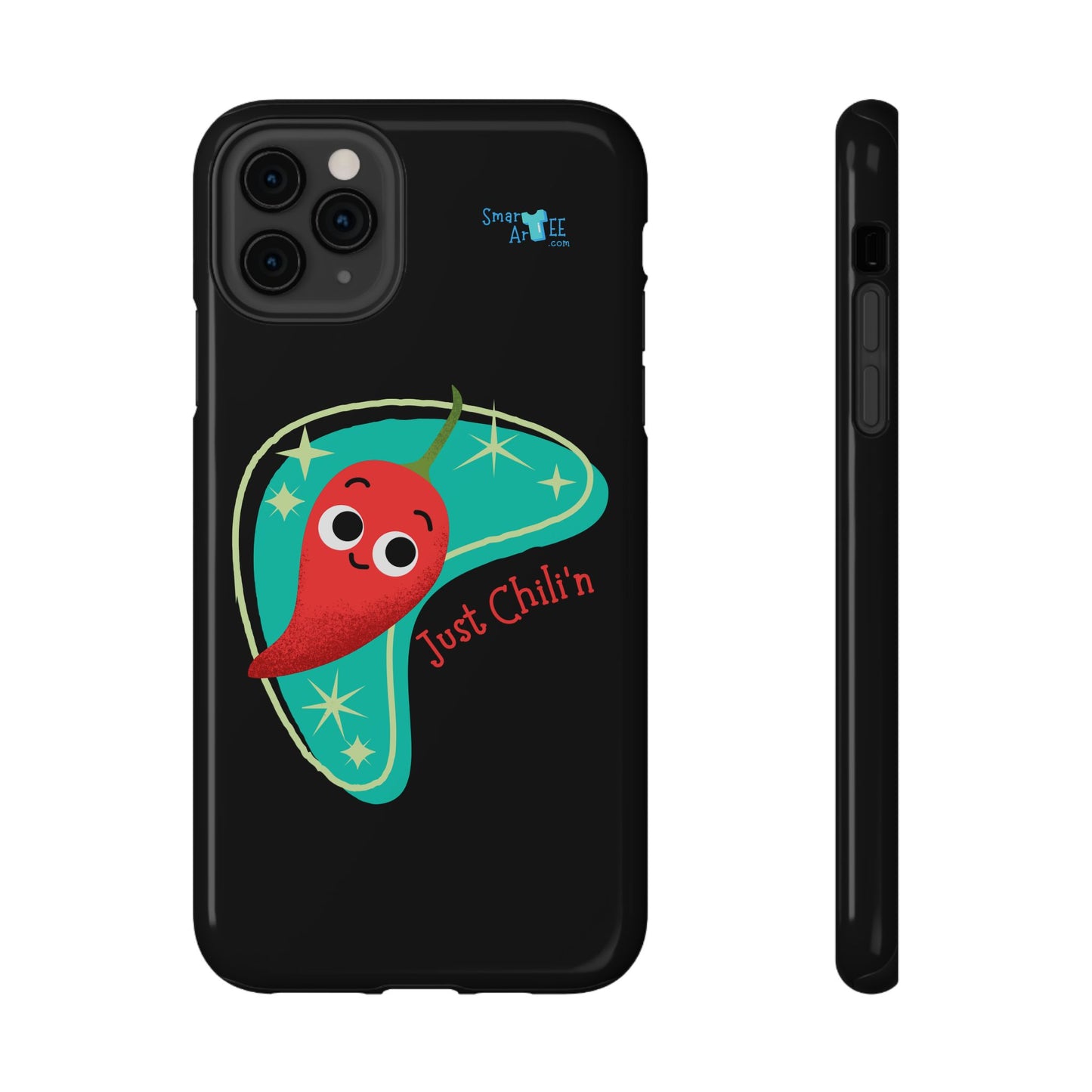 Chili Themed Phone Case, Just Chilin' Design, Fun Accessory, Unique Gift, Vibrant Protection, Perfect for Foodies, Holiday Cheer