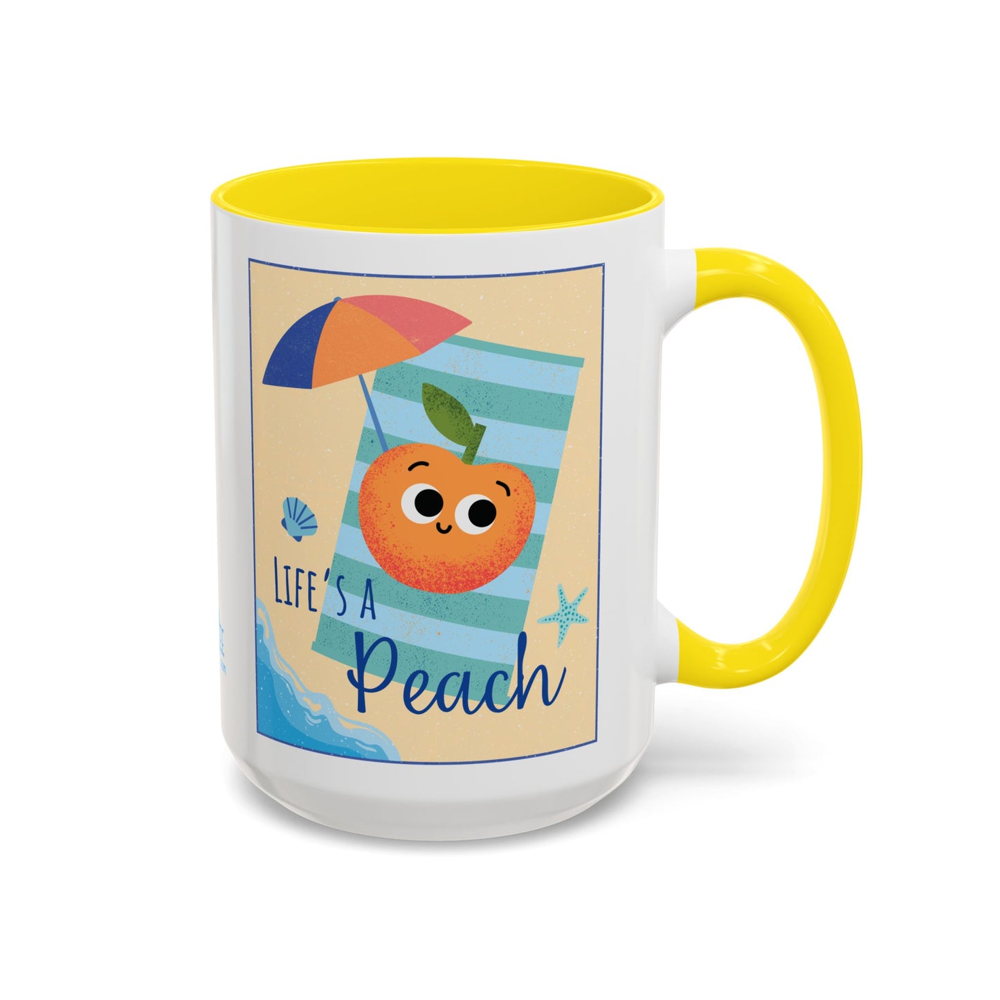 Whimsical Life's a Peach Coffee Mug - 11 oz & 15 oz, Funny Fruit Pun Mugs, Great Gift Idea For All Fun Lovers