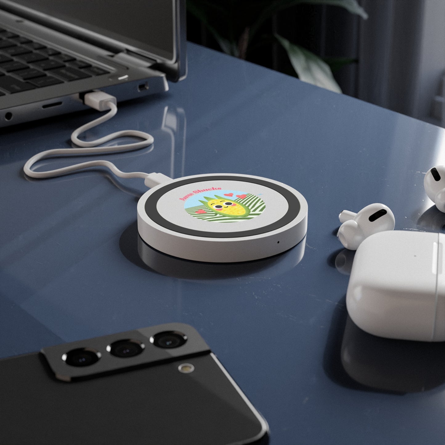 Cute Quake Wireless Charging Pad, Aww Shucks, Bundle With Air Pod Case, Gifts for Tech Lovers, Fun Desk Accessories, Unique Holiday Gift